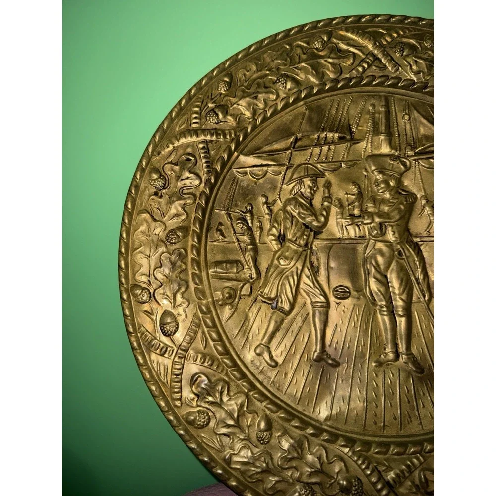 VTG Brass Embossed Plate Wall Hanging Nautical 14